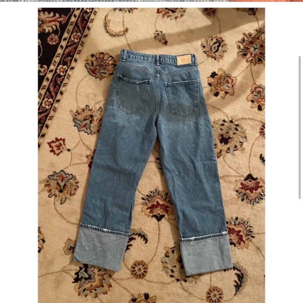 High Rise Blue Cuffed Women's Jeans - Picture 4 of 5